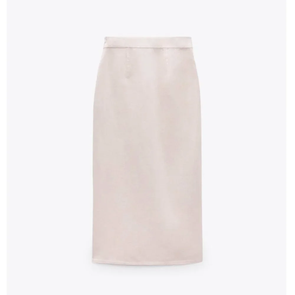NWT ZARA LINEN BLEND MIDI CARGO SKIRT ECRU - Picture 4 of 4